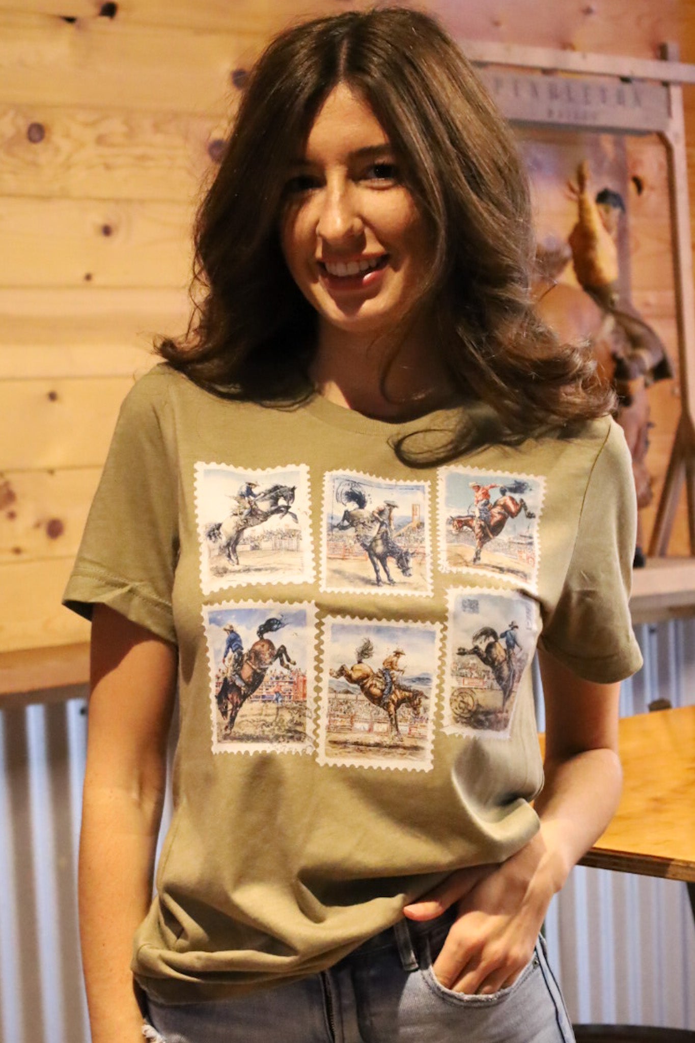 Stamped in the Arena Olive Green Graphic T-Shirt