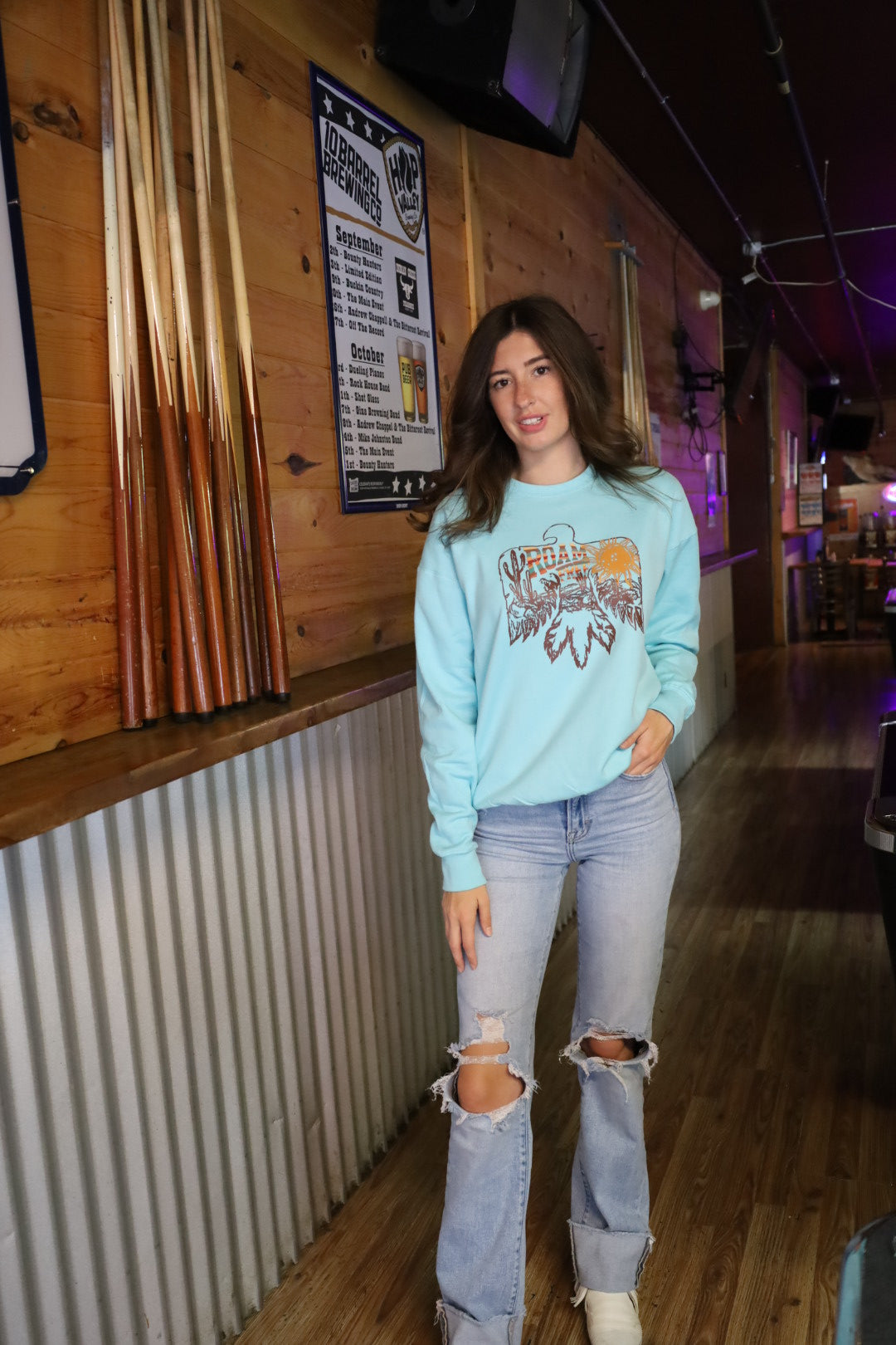 Roam Free Graphic Crew Sweatshirt Cream