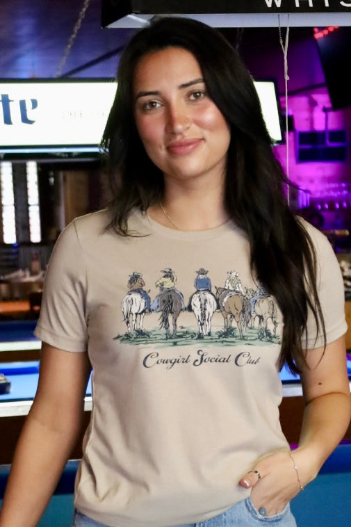 Cowgirls Social Club tan t-shirt