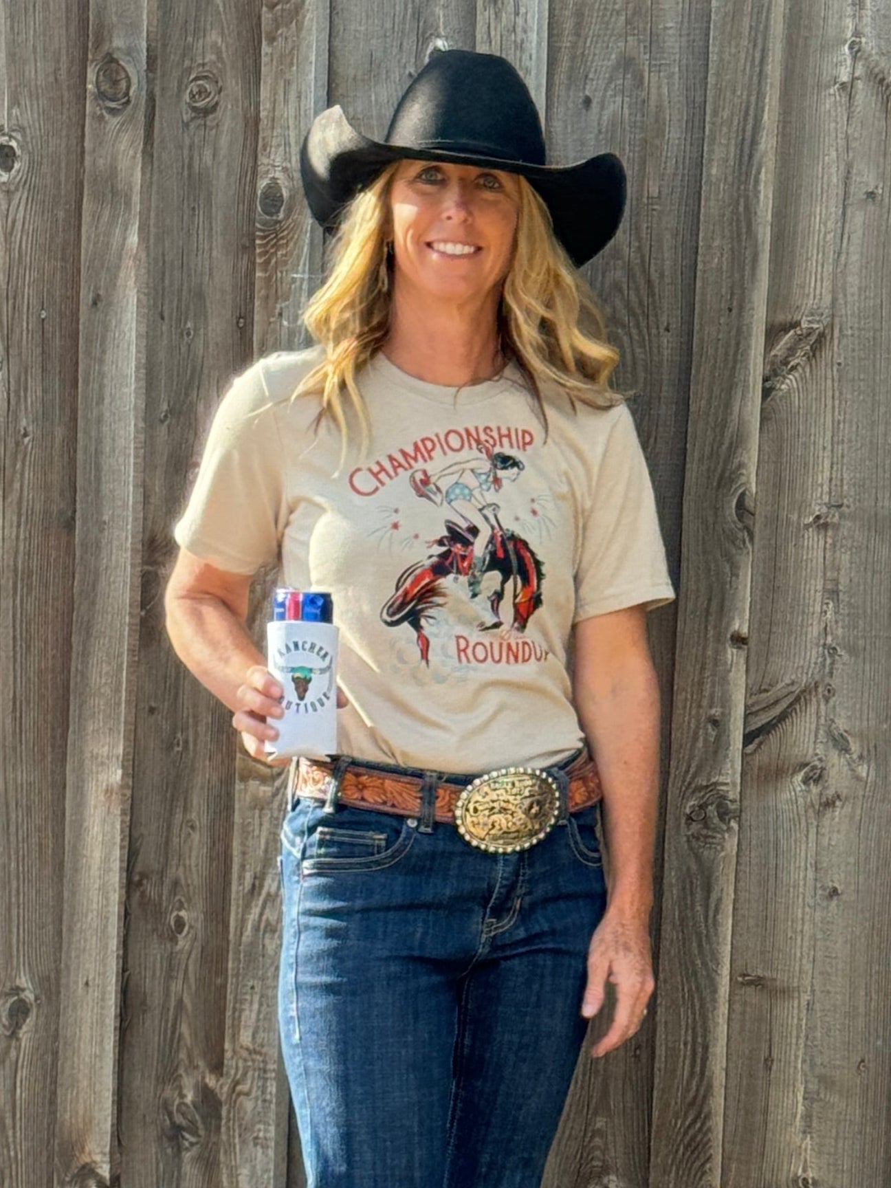 Vintage Cowgirl Champion Round Graphic T-Shirt