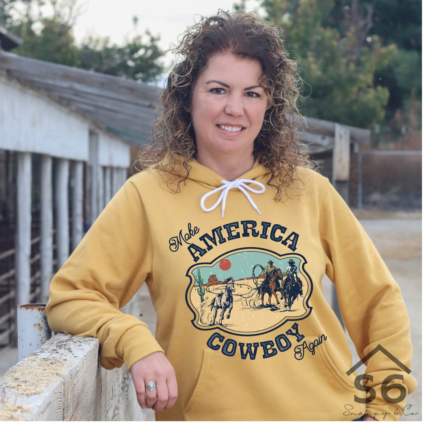 Make America Cowboy Again Mustard Graphic Hoodie