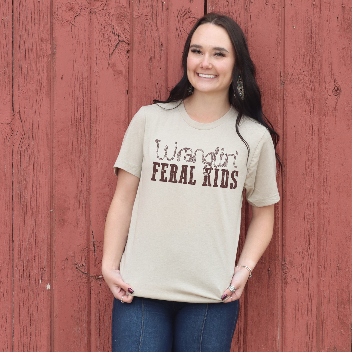Wranglin' Feral Kids Tan Graphic T-Shirt