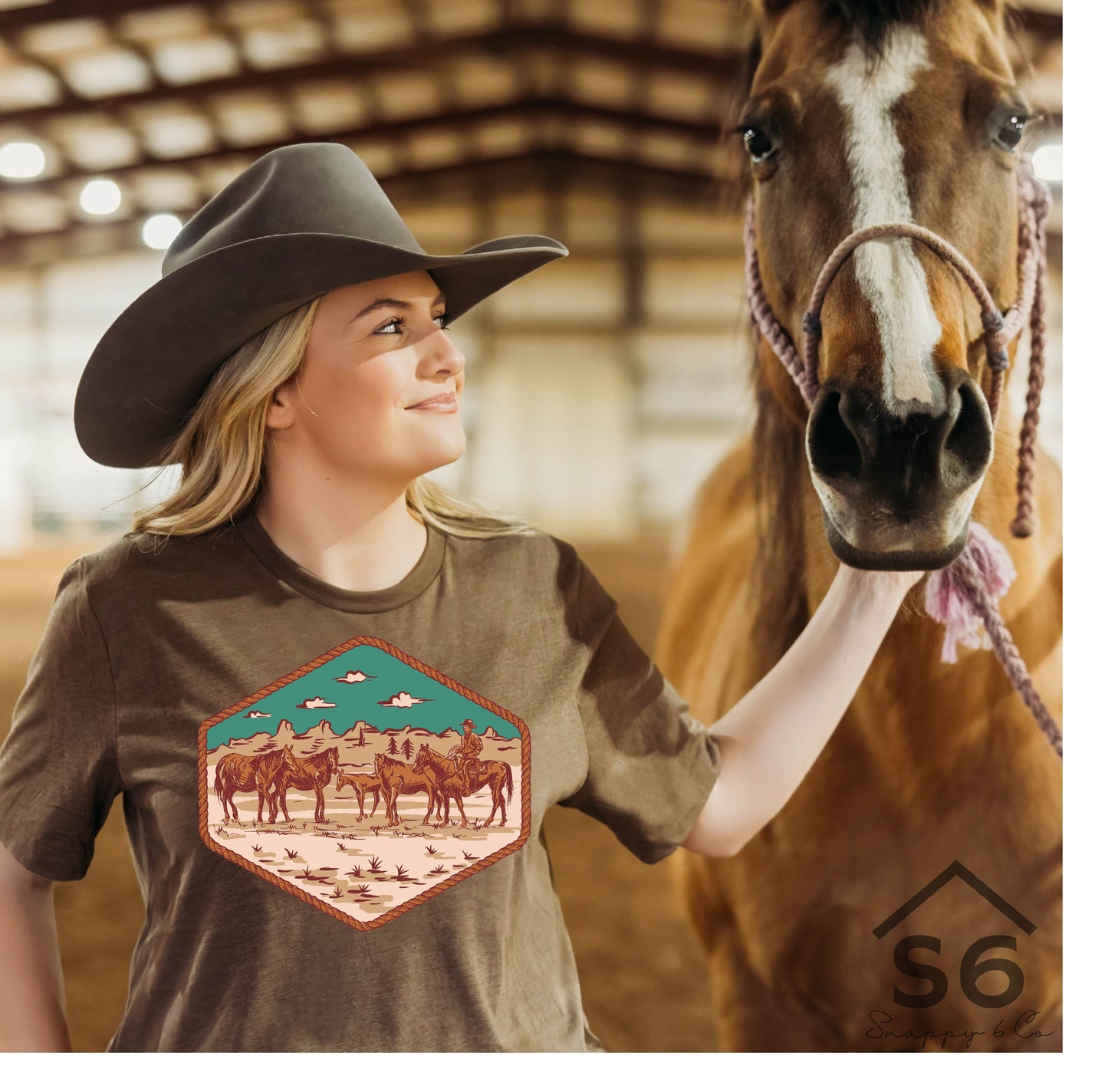 Horses in the Mountains T-Shirt Brown