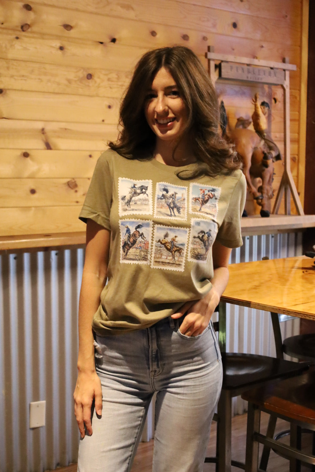 Stamped in the Arena Olive Green Graphic T-Shirt