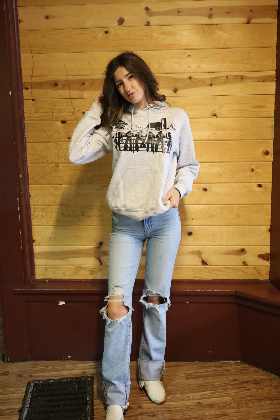 Cowboys on the Fence Ash Gray Hoodie