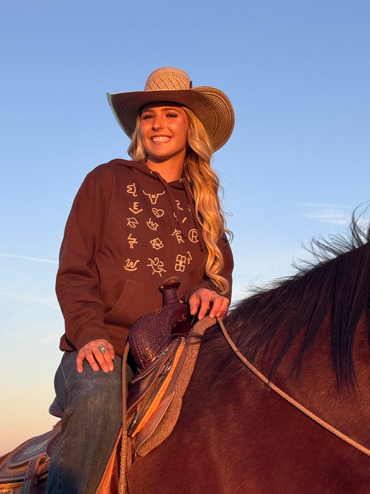 Cattle Ranch Brands Brown Hoodie