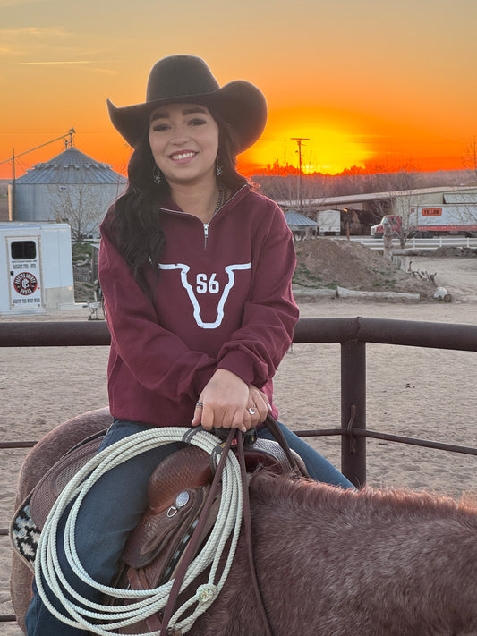 1/4 Zip Sweatshirt Snappy6 Maroon Graphic Sweatshirt