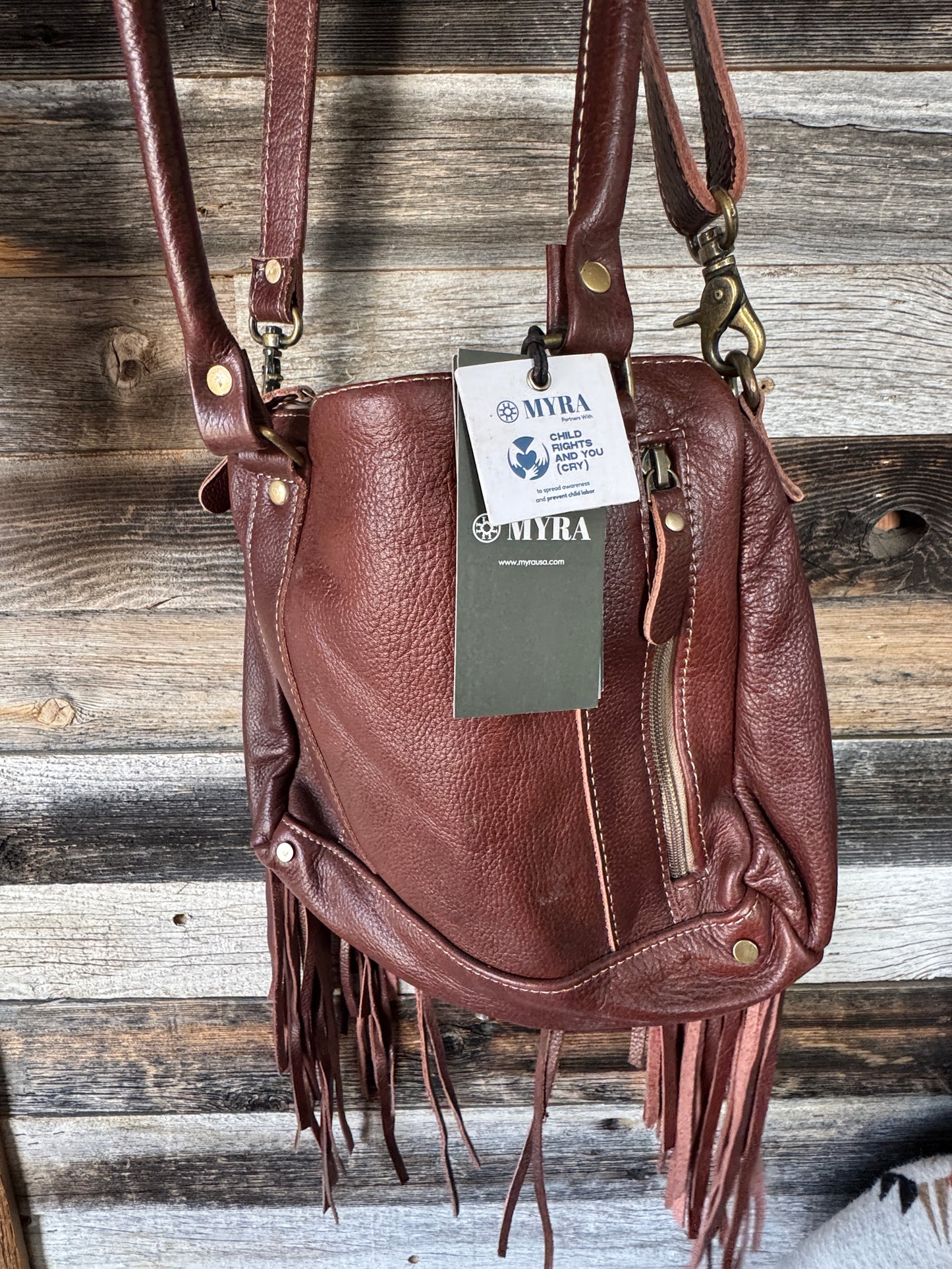 Turquoise Tooled Conceal Carry Purse with Cowhide and fringe